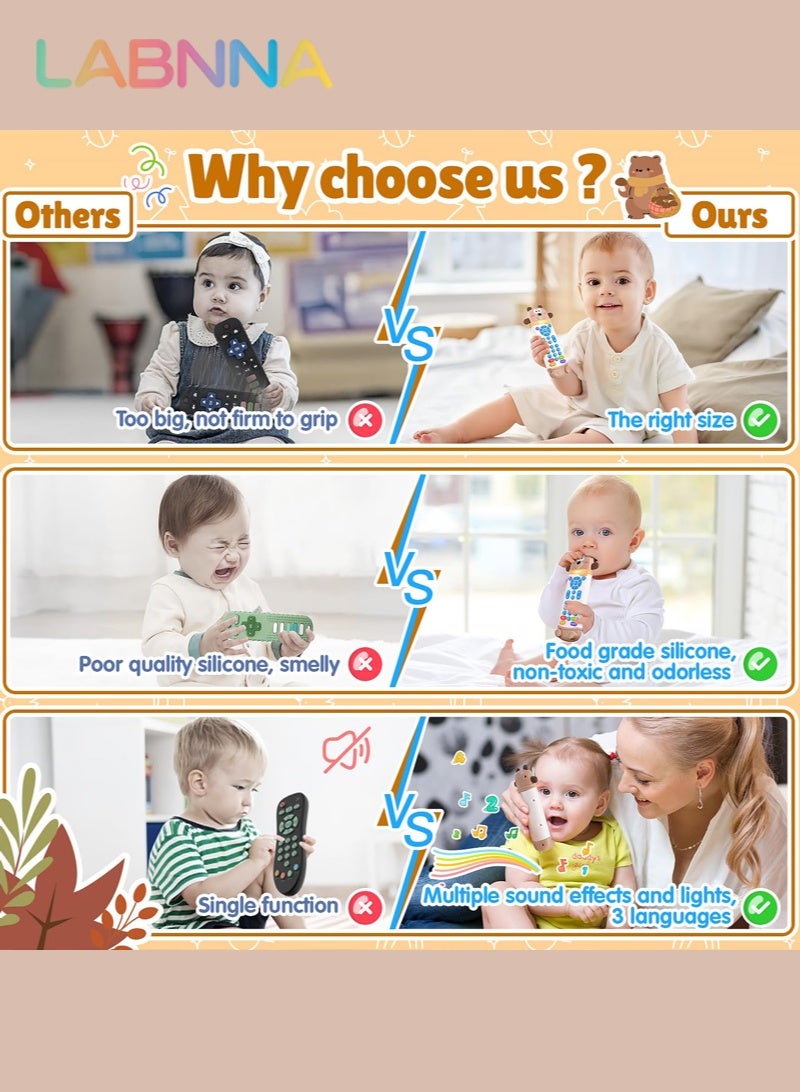 LABNNA Baby Remote Control Toy with Silicone Teether, Realistic Lights & Sounds, 3 Languages (English, Spanish & French), Baby Musical Toys Gifts for Boys Girls 6 Month+ - Image 5